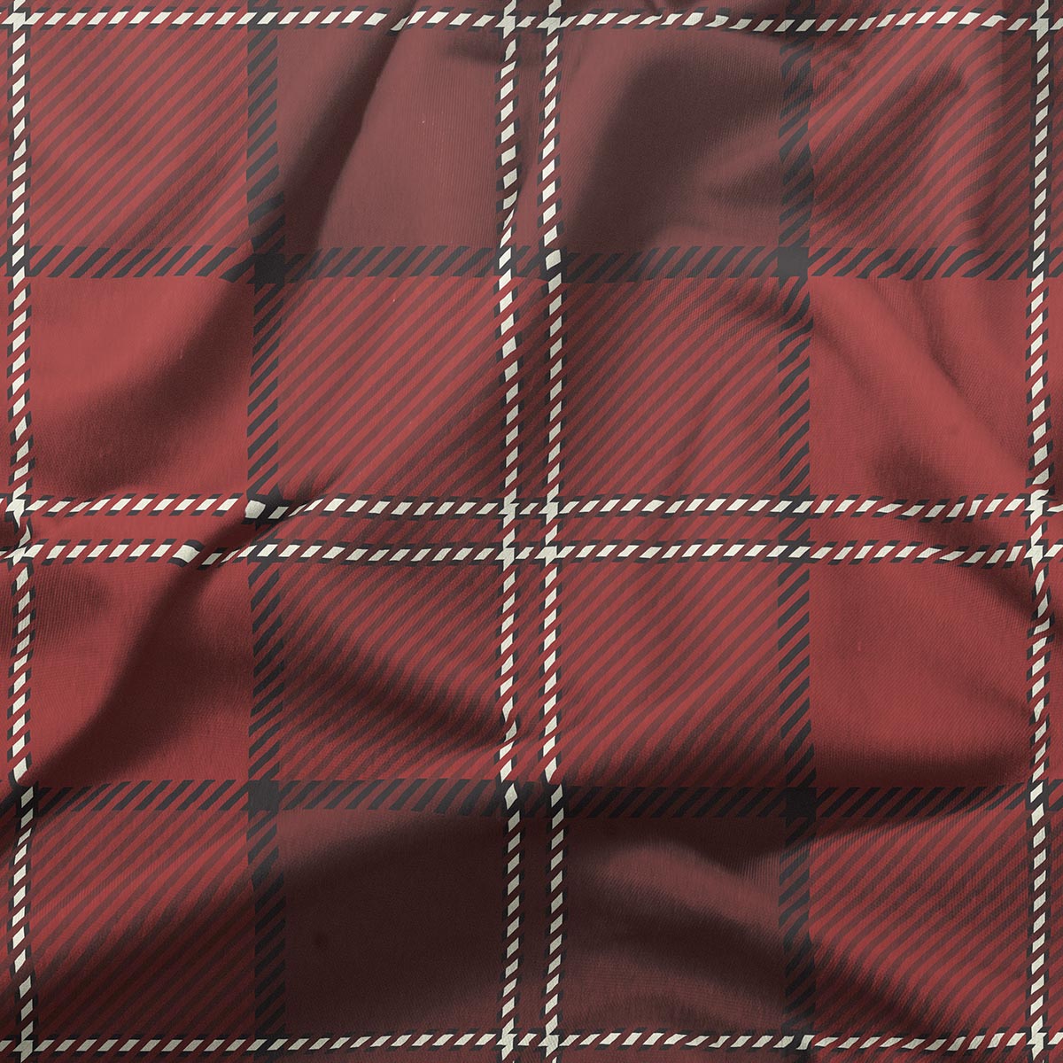 zbliżenie na materiał i strukturę czerwonej kratki z czarnymi i białymi liniami