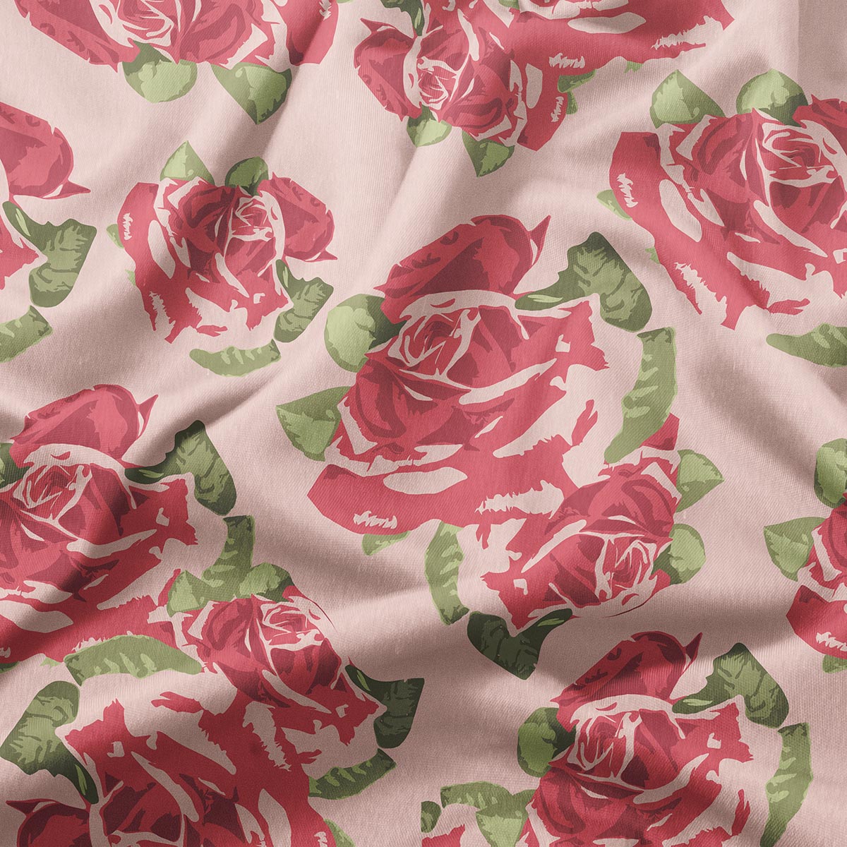 Zbliżenie na tkaninę z detalem róż i delikatną fakturą materiału