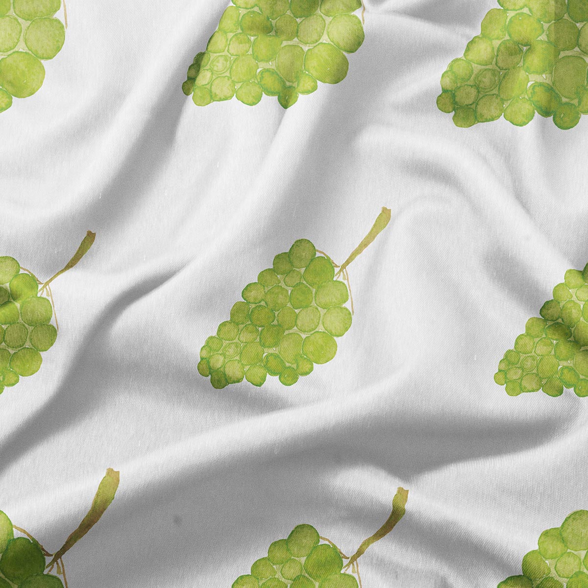 zbliżenie na tkaninę i detal akwarelowej kiści winogron