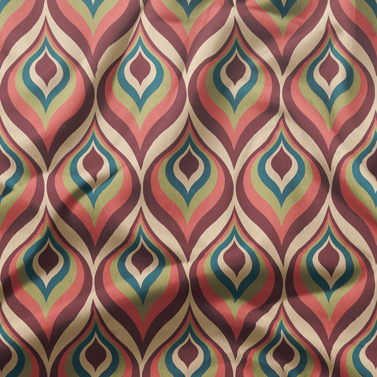 Zbliżenie tkaniny z detalami wzoru łezek i delikatną fakturą materiału