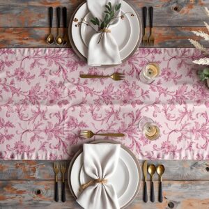 Aranżacja stołu z bieżnikiem, talerzami i sztućcami widziana z góry