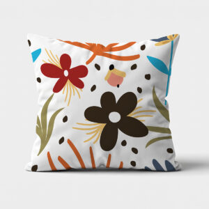 główne ujęcie poduszki z graficznym wzorem kwiatowym na jasnym tle