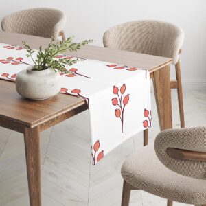 bieżnik ułożony na stole z dekoracyjnym wazonem i roślinnym akcentem, widok narożnika stołu