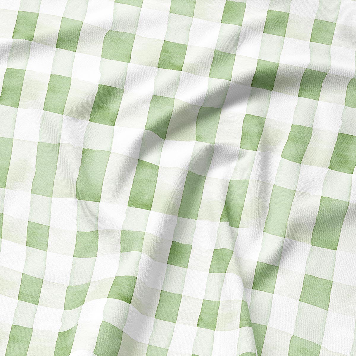 zbliżenie na tkaninę i akwarelową kratkę pokazujące delikatną fakturę materiału