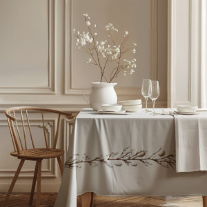 zbliżenie na strukturę materiału i subtelny wzór gałązek