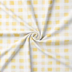 zbliżenie tkaniny pokazujące delikatny wzór kratki i fakturę materiału