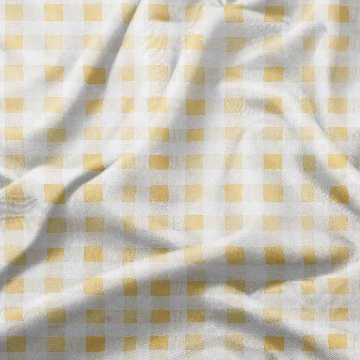 zbliżenie na fakturę materiału i drobne żółte kwadraty wzoru