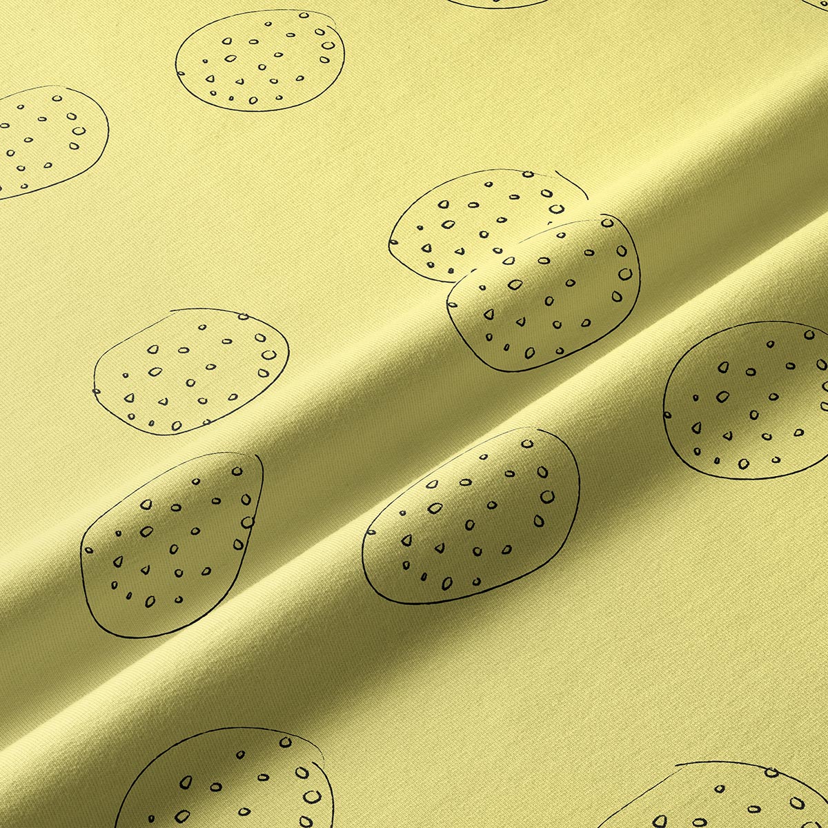 zbliżenie na tkaninę bieżnika z ręcznie rysowanymi okręgami i drobnymi kropeczkami
